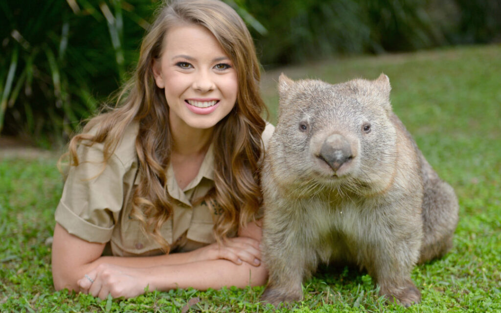 Bindi Irwin with a Wombat